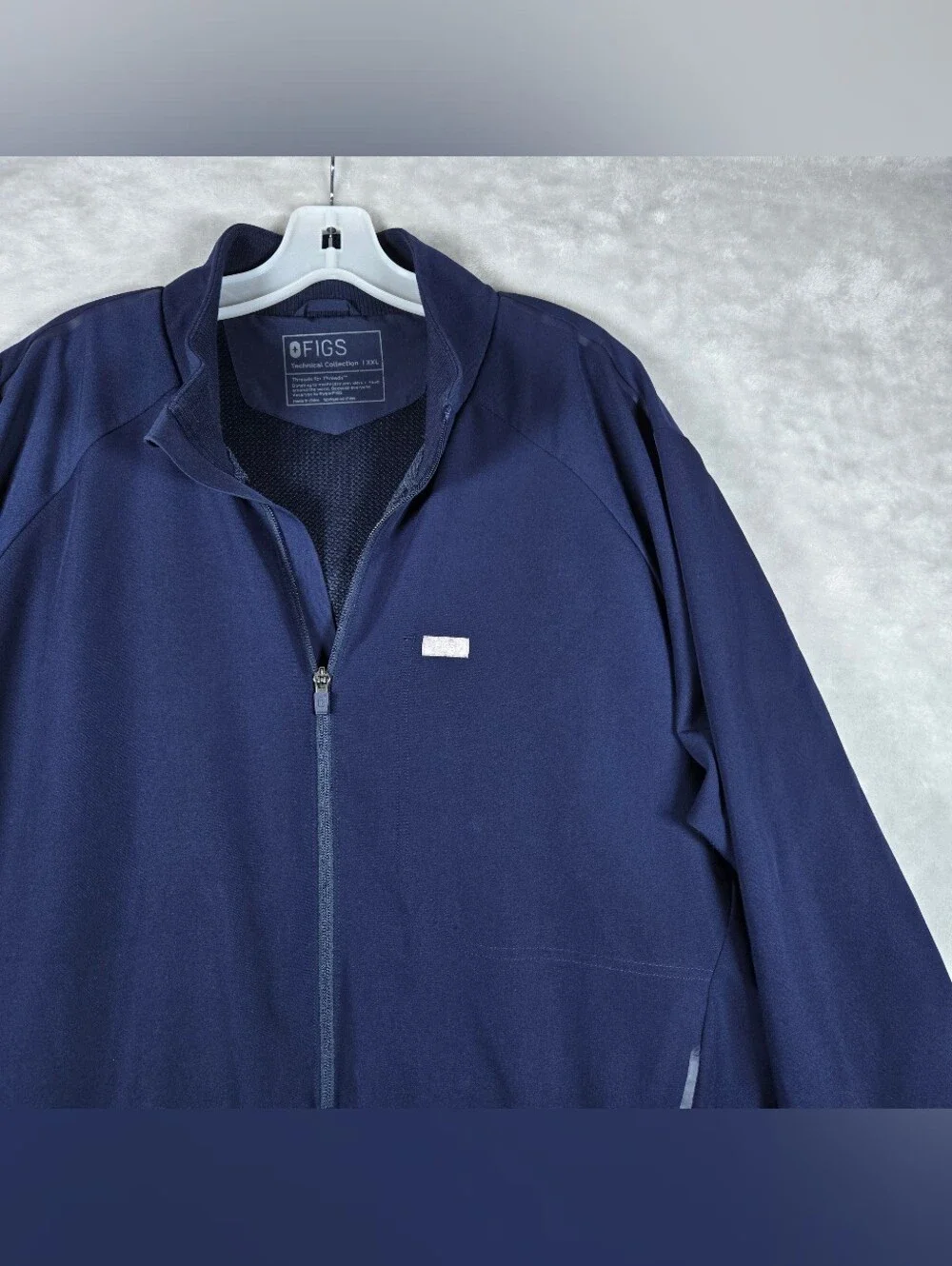 FIGS Technical Collection Full Zip Scrub Jacket Men Size 2XL XXL Navy Blue Lined